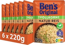 BEN'S ORIGINAL Express Reis Natur 6 x 220g, 100% Vollkorn Naturreis, 6 Packungen