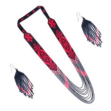 Handmade Colorful Seed Bead Necklace  Earrings Set - Boho Chic Beaded Jewelry