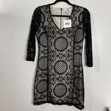 Jack by BB Dakota Dress Women's Size 2 Black Yazmin Medallion Lace Overlay Sexy