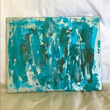 Original canvas panel! Aqua, silver, teal & grey - 8"x10"
