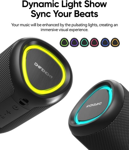 Portable Bluetooth Speaker with Lights, Powerful Crystal Clear Sound, IPX5 Water - Picture 3 of 8