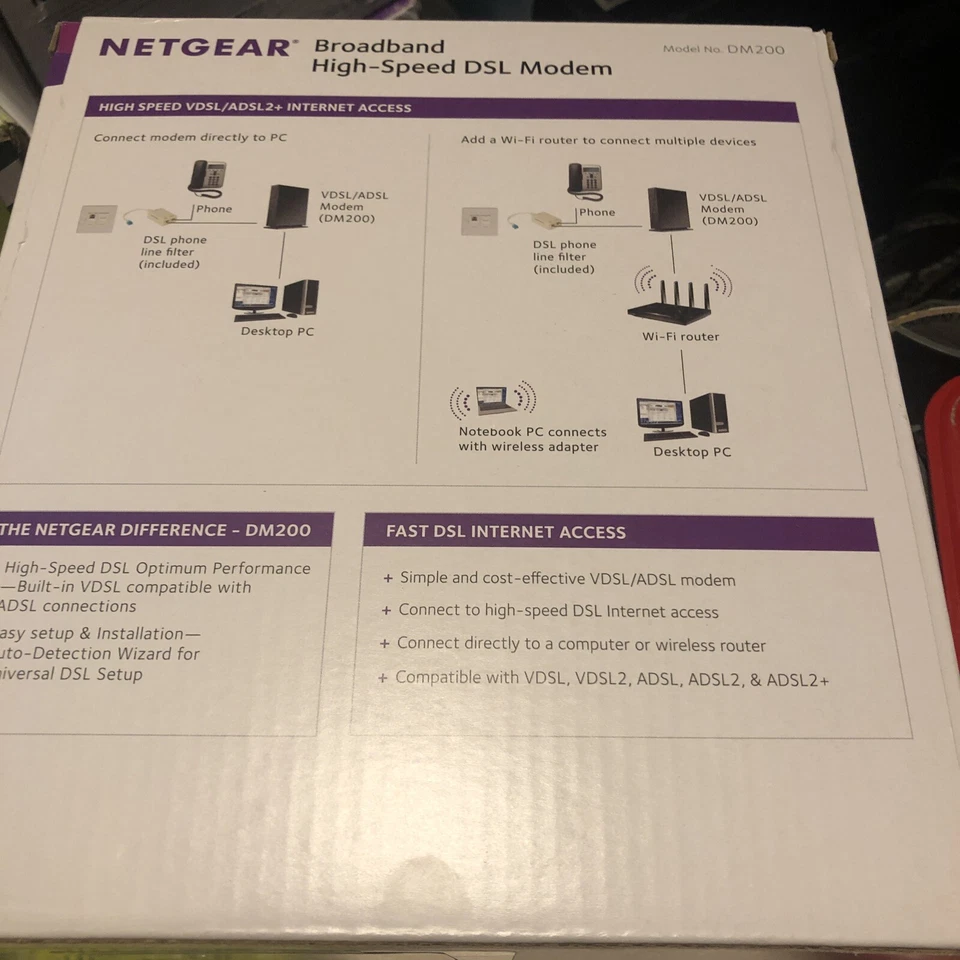 NETGEAR Broadband High-Speed DSL Modem VDSL/ADSL (DM200)NEW sealed - Image 2 of 2