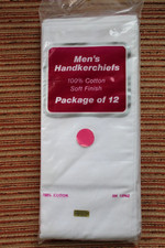 Unopened Pkg of 12 Men  s Handkerchiefs White 100 Cotton Soft Finish RN13962 NEW