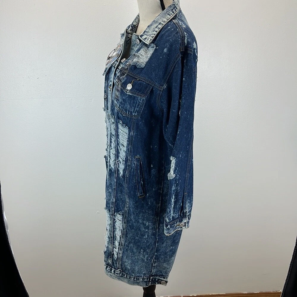 Destroyed long denim clearance jacket