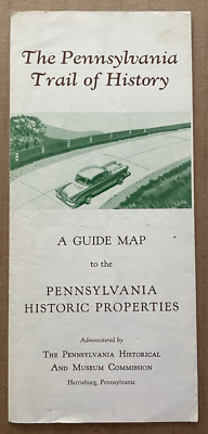 Vintage PENNSYLVANIA Trail of History Brochure Guide Map Historic Properties