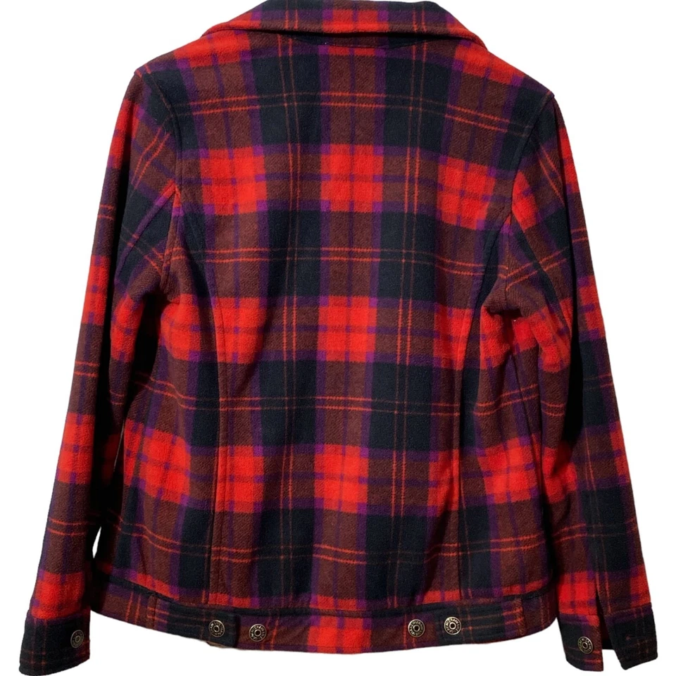 Chaqueta de Camionero Isaac Mizrahi Live Fleece Talla Pequeña Roja a Cuadros Foto 3 de 4