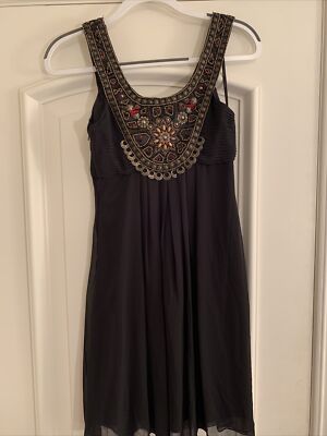 Sue Wong Nocturne Beaded Black Sleeveless Cocktail Slip Dress Size 2 | eBay