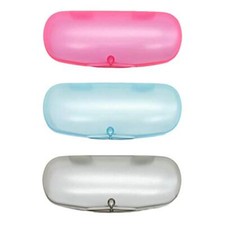 3 Pieces Hard Shell Glasses Cases Plastic Frosted Translucent Blue pink gray
