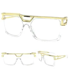 Oversized Classic Retro Hip Hop Clear Lens EYE GLASSES Transparent & Gold Frame