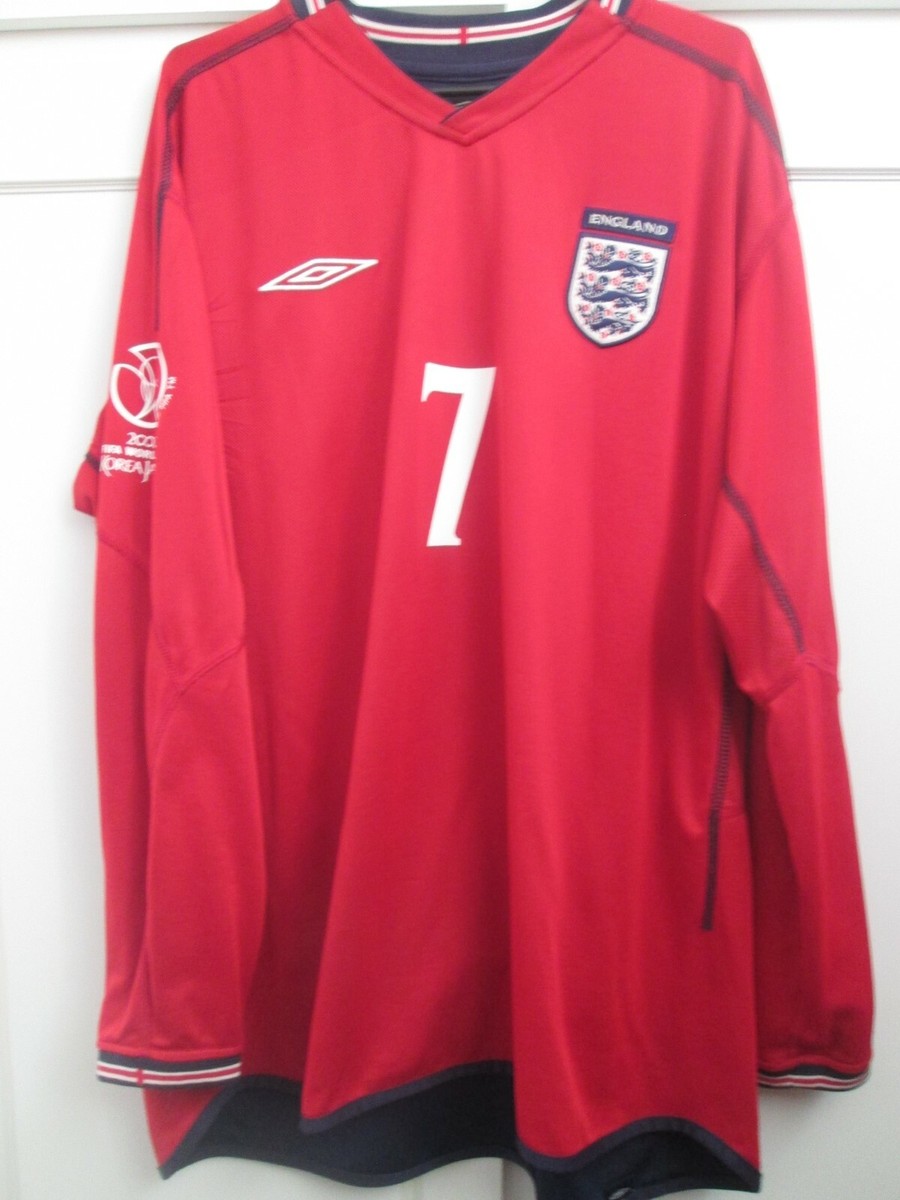 England WC 2002-2004 Beckham 7 Reversible Away Football Shirt Size