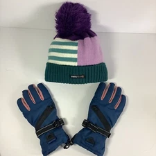 Swiss Tech Purple and Teal Beanie & All In Motion Insulated Gloves