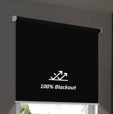 Black 100% Blackout 44X72 Roller Window Shades, Window Thermal Insulated