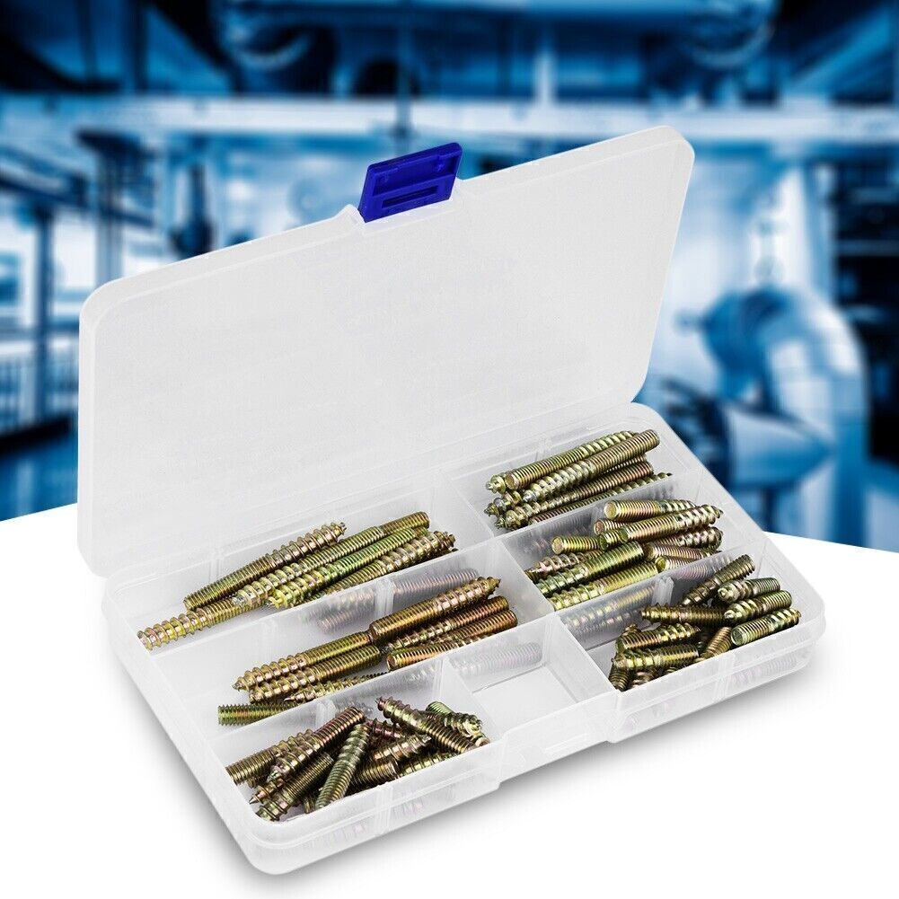 90pcs M6 Dowel Screw Woodworking Furniture Connector Double Ended Screw Hanger