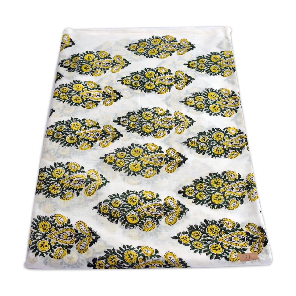 Sanganer Block Print Handmade Indian Floral Printed Cotton Fabric 10 Yard - Image 4 of 4