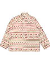Alfred Dunner Womens Loose Fit Fleece Jacket Uk 18 Xl Beige Geometric Ap08