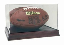 DELUXE FULL SIZE FOOTBALL REAL CHERRY WOOD DISPLAY CASE