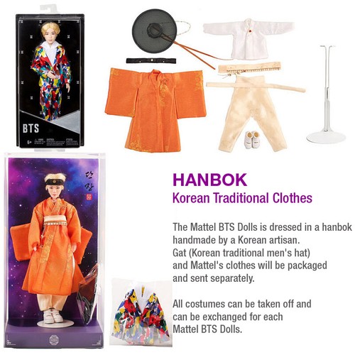 MATTEL BTS Puppen JIN koreanische traditionelle handgefertigte Kleidung (Hanbok) Puppen 11,5" - Bild 10 von 13