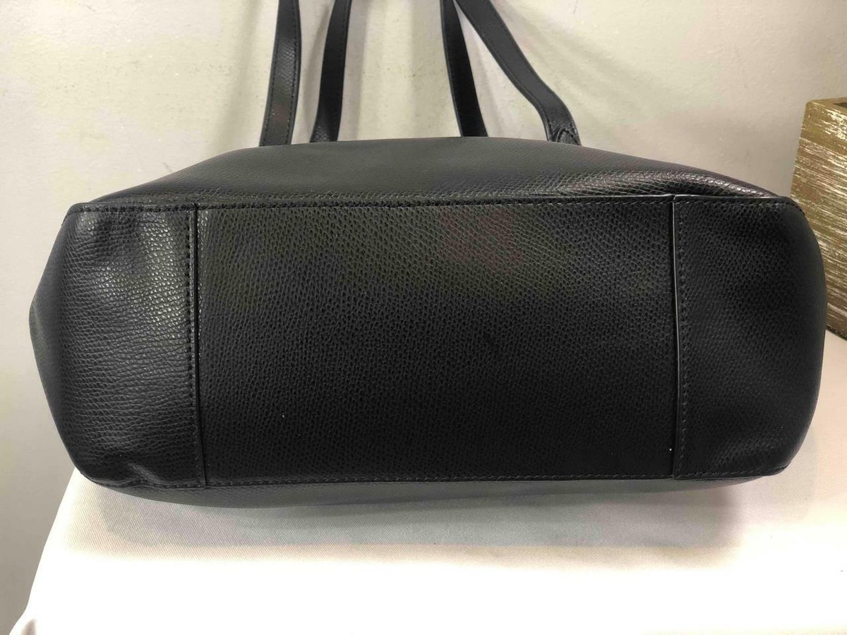 COACH Black Crossgrain Leather Zip Top Tote Bag #F35204 | eBay