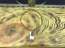 Small Girls Copper Wire Beaded Necklace with Llama Charm