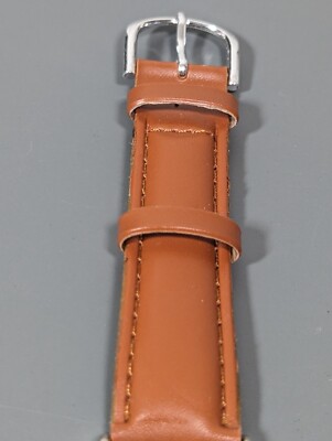 PCA White Dial Round Silver Tone Case Swiss Parts Brown Band Watch 