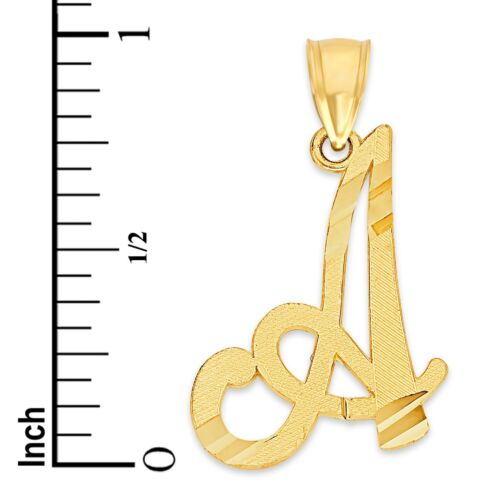 10k Real Solid Gold Initial Pendant, Personalized Cursive Letter Charm Jewelry - Picture 3 of 66