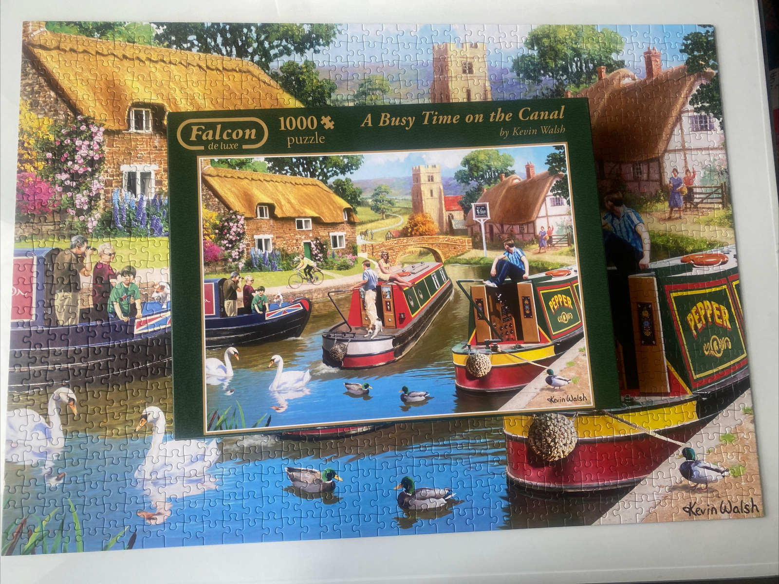 Busy Time on The Canal 1000 Jigsaw Puzzle Falcon Kevin Walsh Narrowboat ...