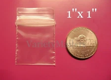 100 Reclosable Poly Zip-Seal Bags 1x1 Tiny Seal-Top Extra Small Storage Baggies