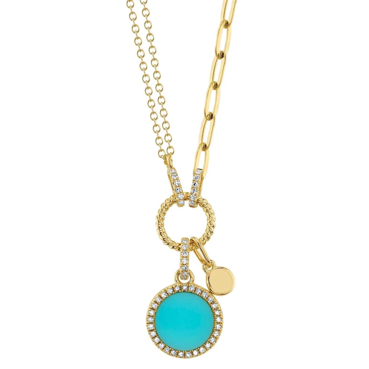 Diamond and sale turquoise circle pendant