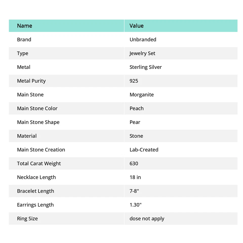 Faceted Morganite Gemstone Handmade 925 Sterling Silver Beautiful Jewelry Set s0 - Image 3 of 4