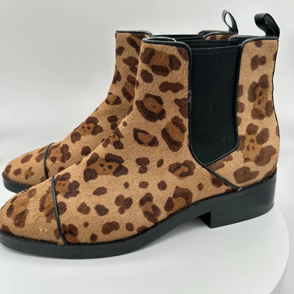 Cole Haan Mara Chelsea Botines 10B Marrón Estampado Leopardo Pelo de becerro Cuero Foto 3 de 4
