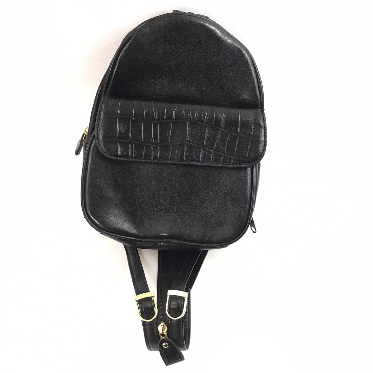 Bellerose Black Gold Accent Convertible Zipper Backpack Zip Crossbody Purse  Bag | eBay