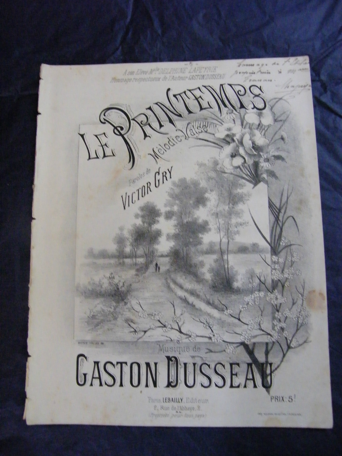 Spring Partition Gaston Dusseau Music Sheet Large Format