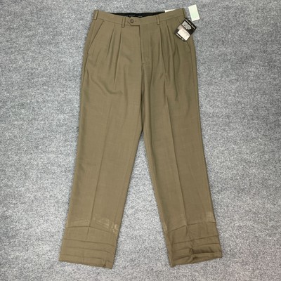 Vintage Geoffrey Beene Dress Pants Mens 34 Brown Pleated Front 