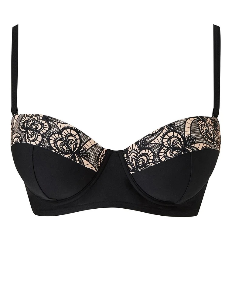 JD Williams Bikini Top Strapless Size UK 34C Underwired Halter Padded Moulded