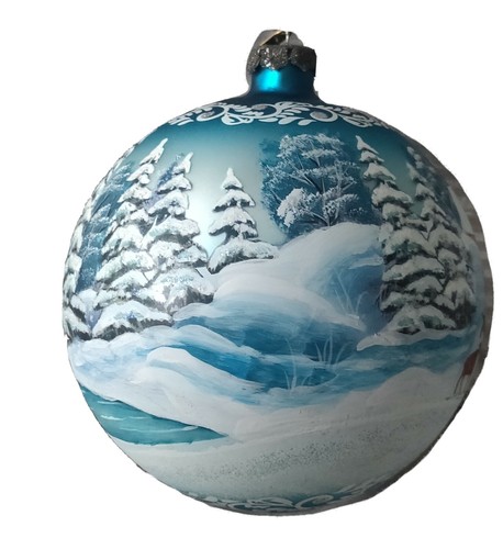 G.Debrekht 73416 Holiday Splendor Glass Winter Reindeer Ball 3.5" Glass Ornament - Picture 3 of 11