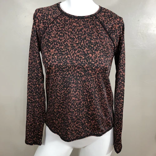 All In Motion Swim Polyester Leopard Print UV Protection Cover Up Top Size M