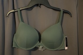 Victoria's Secret Swim Set Bikini Top 38C Bottom XL Green Adjustable Tie Side