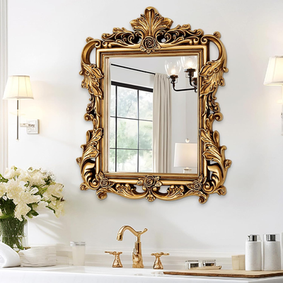 Vintage Gold Baroque Mirror - 26.3'' x 32.6'' Ornate Wall Decor | eBay
