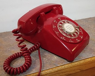 1972 "STROMBERG CARLSON" RED ROTARY TELEPHONE.....NICE!