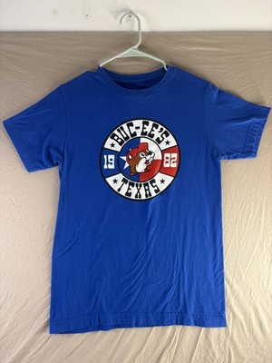 Buc-ee's Beaver Logo Texas 1982 Blue Short Sleeve T-Shirt Adult Sz Small Bucees