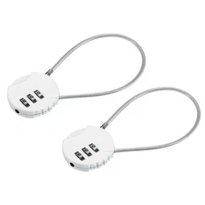 2PCS Small Combination Locks 3 Digit Baggage Padlocks White 7.8-Inch