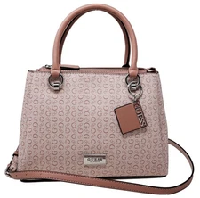 NEW GUESS Women's Menville Logo Satchel Crossbody Hobo Handbag Purse - Rose Pink