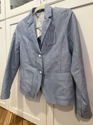 Gap size 6 100% Linen Blazer  Academy Blazer  w/ thin blue stripes