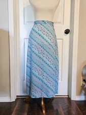 Vintage 90s Blue Purple Floral Highwaisted Maxi Skirt Size 3/4
