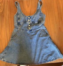 American Eagle Outfitters Denim Button Front Mini Dress Size Medium Western Boho