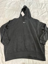 Nike Sportswear Essential Hoodie Washed Black Fleece DD5640-010 Women's Sz L JJ