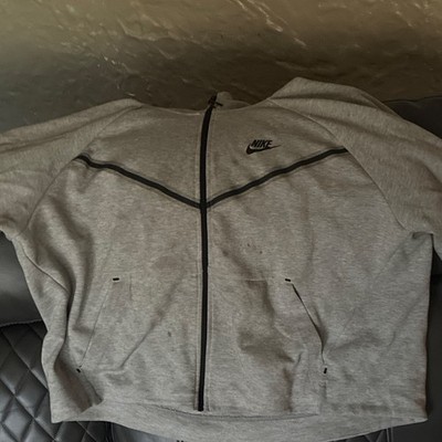 Nike Gray XL Men's Full Zip Sweatshirt Fleece Long Sleeve Logo