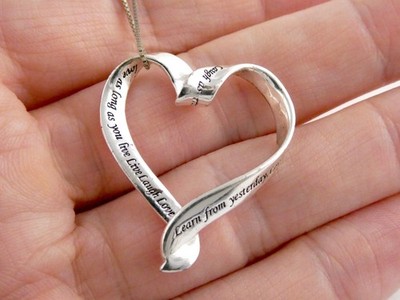 LA Sterlingsilber Live Laugh Love Herz Anhänger Halskette 925 5,3 g 19,25 Zoll