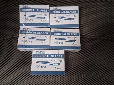 Five Boxes- 100 Surgical Sterile Blades Each Box Number 10 P&P