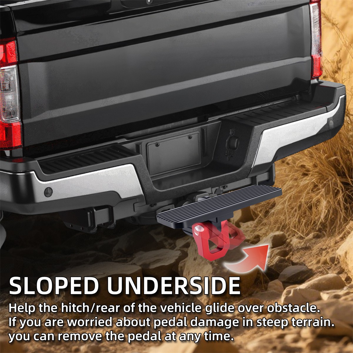 Universal 2" Receiver Tow Hitch Step for Trailer Truck Rear Bumper Guard Black